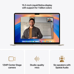 MacBook Air 15", procesor Apple M4, 10 nuclee CPU si 10 nuclee GPU, 16GB, 512GB, Starlight, INT KB - iSTYLE RO