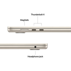 MacBook Air 15", procesor Apple M4, 10 nuclee CPU si 10 nuclee GPU, 24GB, 512GB, Starlight, INT KB - iSTYLE RO