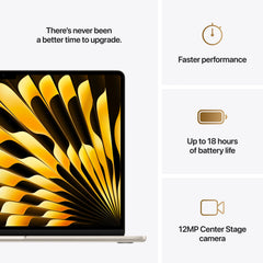 MacBook Air 15", procesor Apple M4, 10 nuclee CPU si 10 nuclee GPU, 16GB, 512GB, Starlight, INT KB - iSTYLE RO