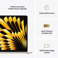 MacBook Air 15", procesor Apple M4, 10 nuclee CPU si 10 nuclee GPU, 16GB, 256GB, Starlight, INT KB - iSTYLE RO