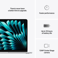 MacBook Air 13", procesor Apple M4, 10 nuclee CPU si 8 nuclee GPU, 16GB, 256GB, Silver, INT KB - iSTYLE RO