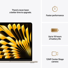 MacBook Air 13", procesor Apple M4, 10 nuclee CPU si 8 nuclee GPU, 16GB, 256GB, Starlight, INT KB - iSTYLE RO
