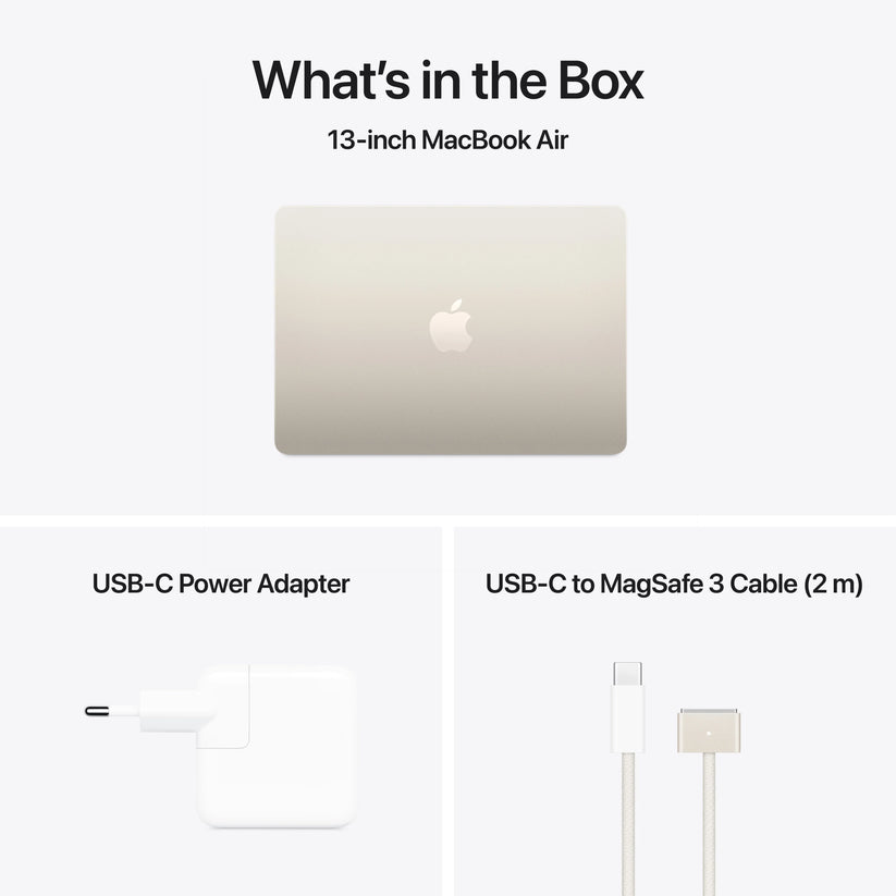 MacBook Air 13", procesor Apple M4, 10 nuclee CPU si 10 nuclee GPU, 24GB, 512GB, Starlight, INT KB - iSTYLE RO