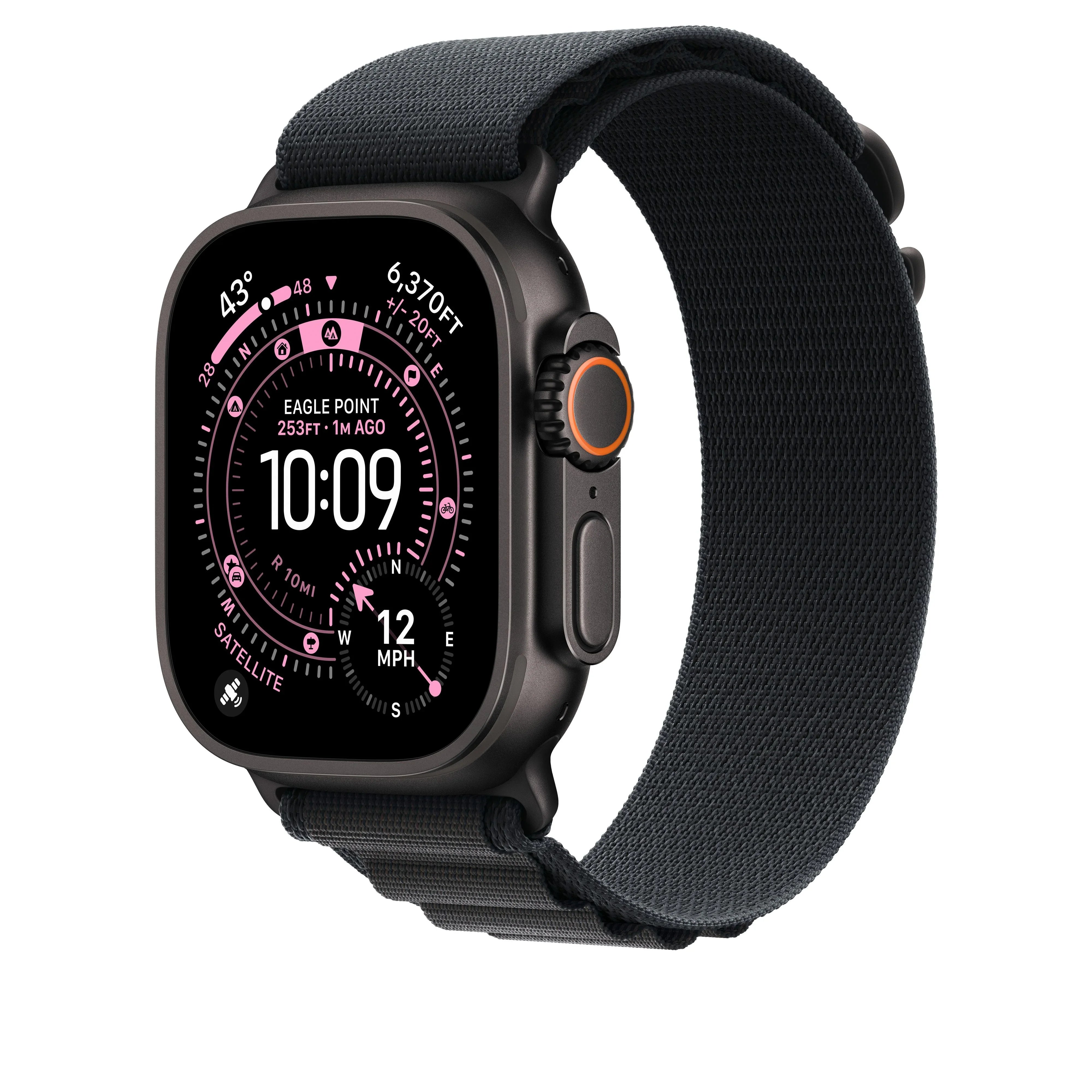 Curea Apple pentru Apple Watch 49mm Black Alpine Loop Medium Black
