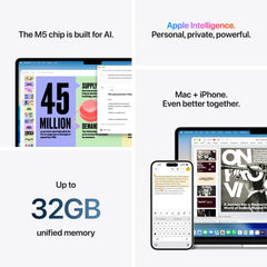 13-inch MacBook Air: Apple M5 chip with 10-core CPU and 10-core GPU, 1TB SSD - Silver - iSTYLE.ro