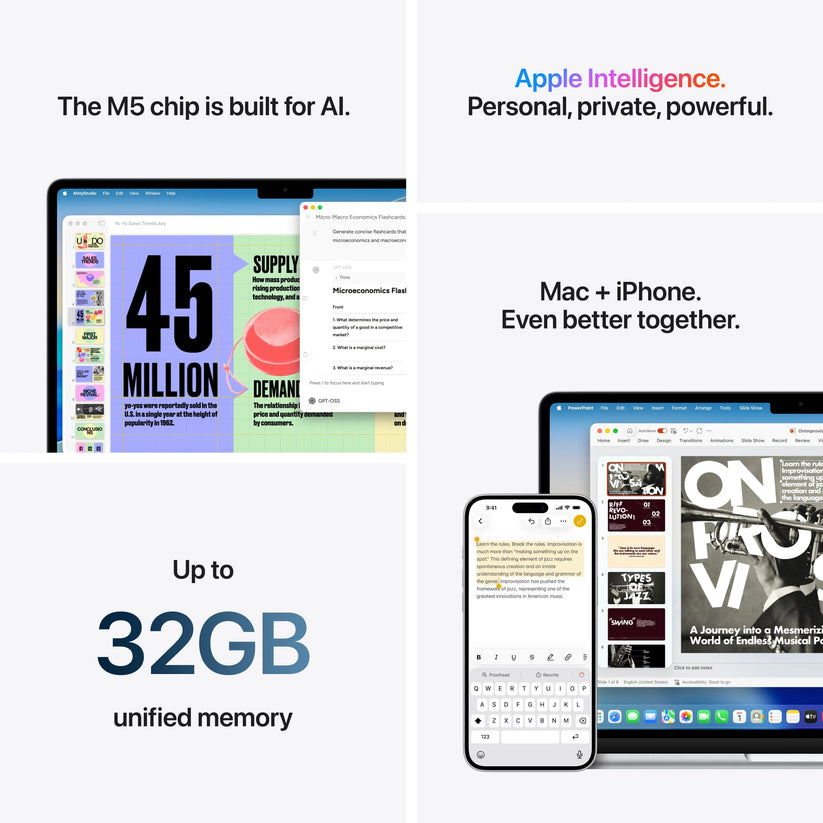 13-inch MacBook Air: Apple M5 chip with 10-core CPU and 8-core GPU, 512GB SSD - Silver - iSTYLE.ro