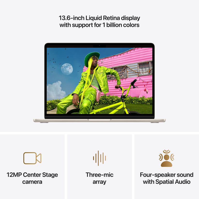 13-inch MacBook Air: Apple M5 chip with 10-core CPU and 10-core GPU, 1TB SSD - Starlight - iSTYLE.ro