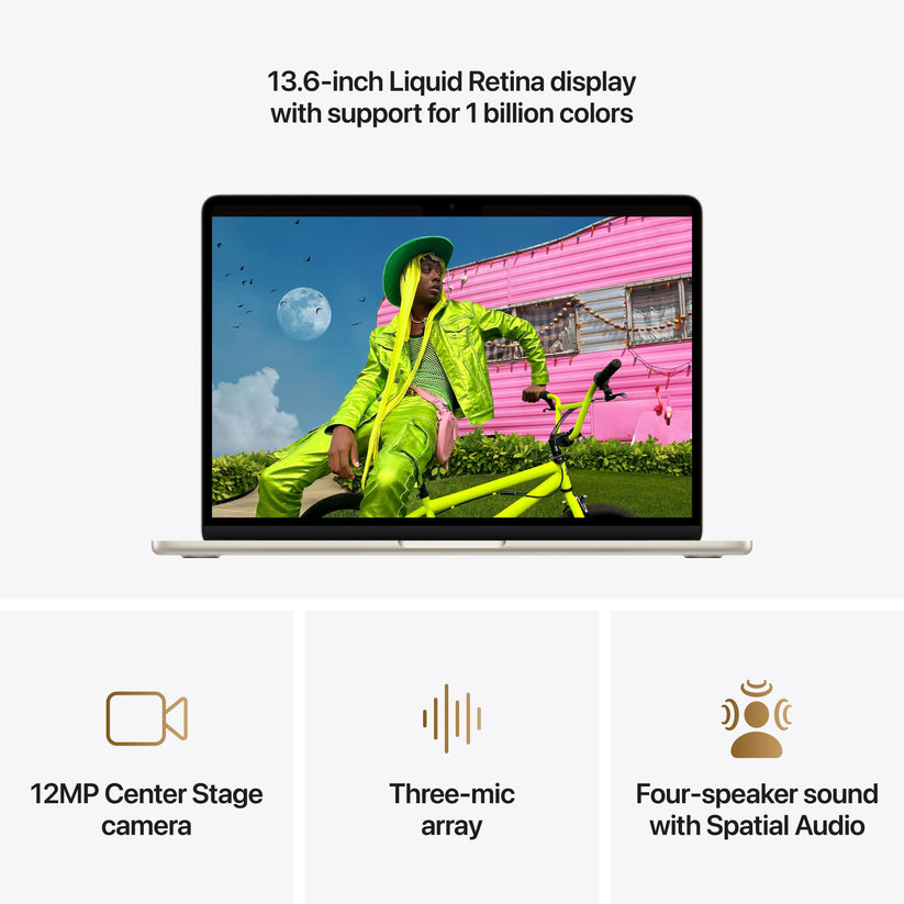 13-inch MacBook Air: Apple M5 chip with 10-core CPU and 10-core GPU, 1TB SSD - Starlight - iSTYLE.ro