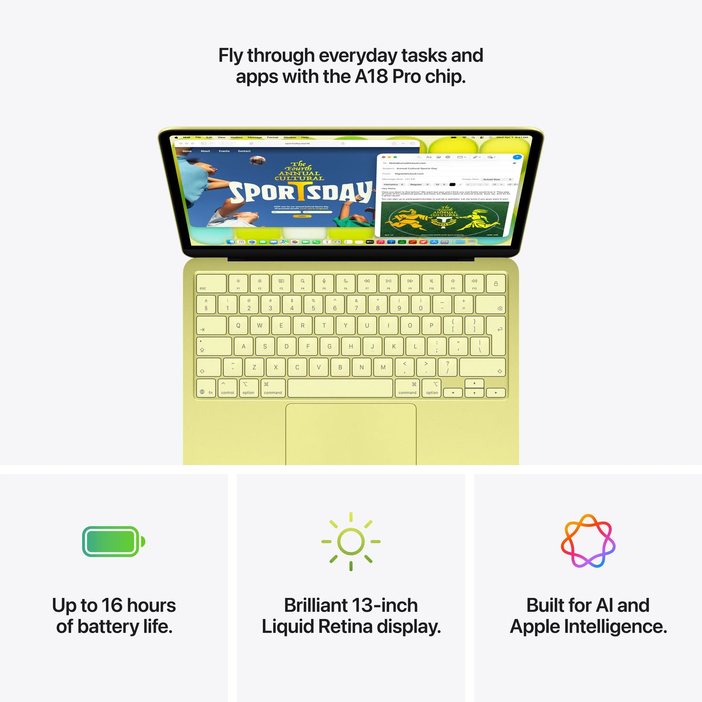 13-inch MacBook Neo: Apple A18 Pro chip with 6‑core CPU and 5‑core GPU, Magic Keyboard, 256GB SSD - Indigo - iSTYLE.ro