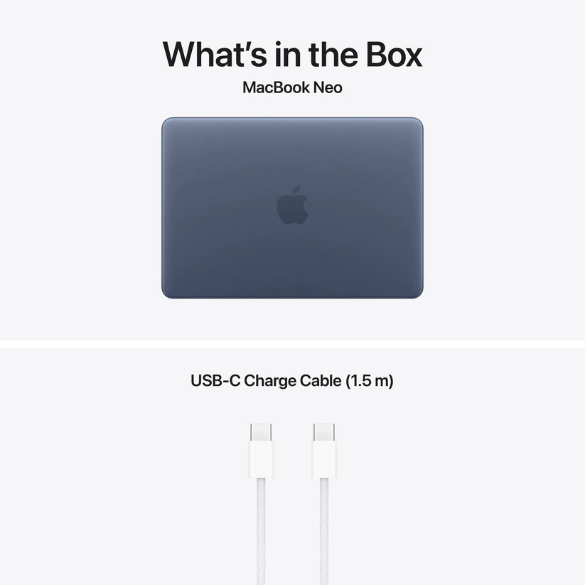 13-inch MacBook Neo: Apple A18 Pro chip with 6‑core CPU and 5‑core GPU, Magic Keyboard with Touch ID, 512GB SSD - Indigo - iSTYLE.ro