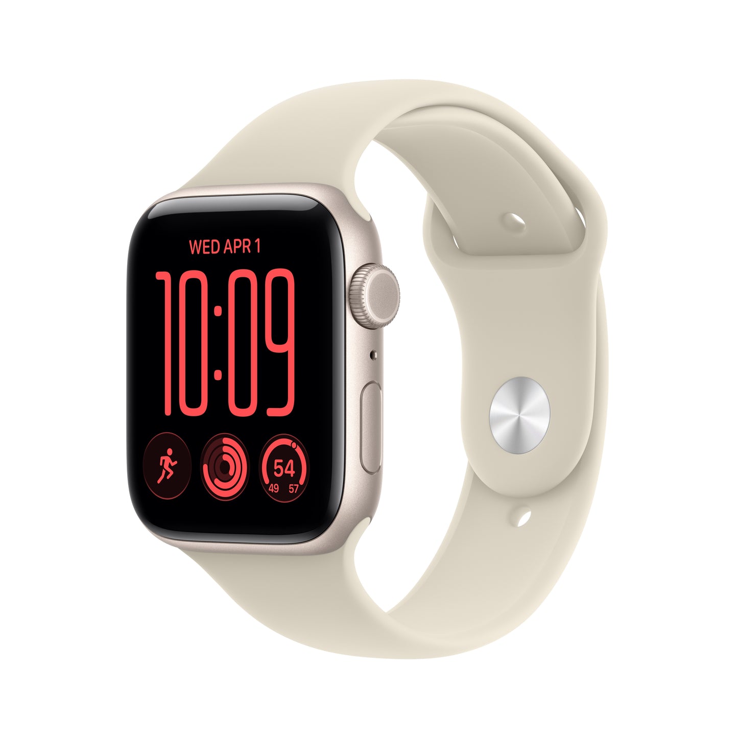 Apple Watch SE 3 GPS + Cellular 44mm Starlight Aluminium Case with Sand Sport Band - S/M - iSTYLE.ro