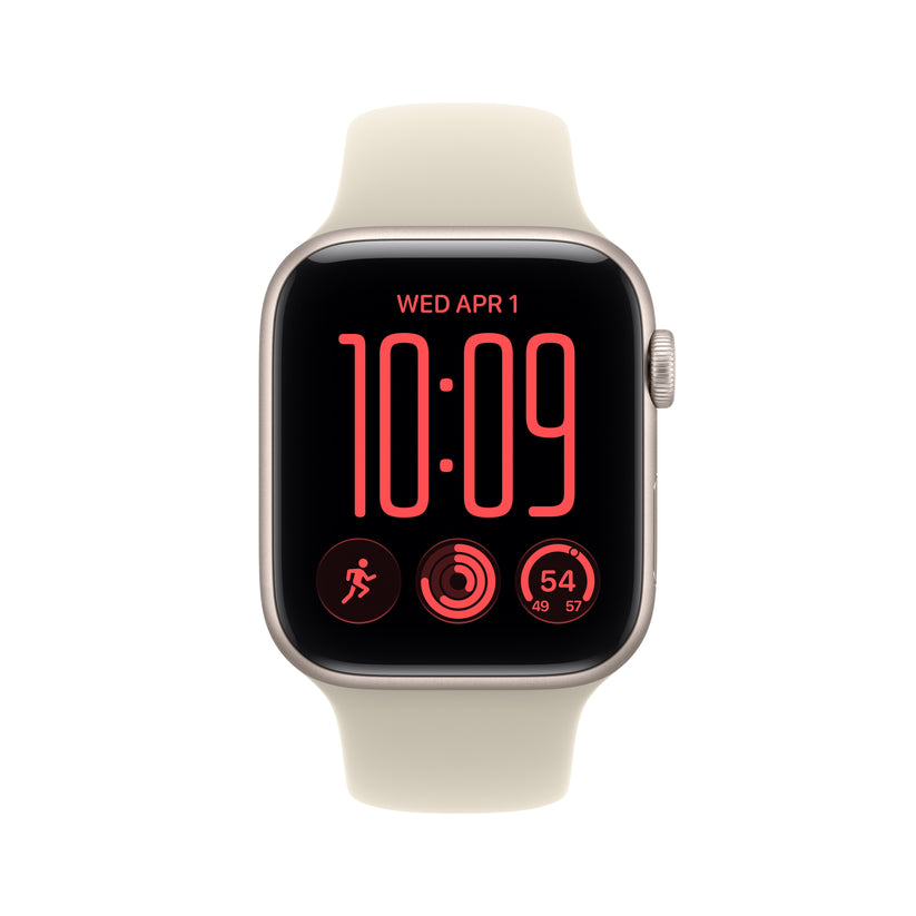 Apple Watch SE 3 GPS + Cellular 44mm Starlight Aluminium Case with Sand Sport Band - S/M - iSTYLE.ro