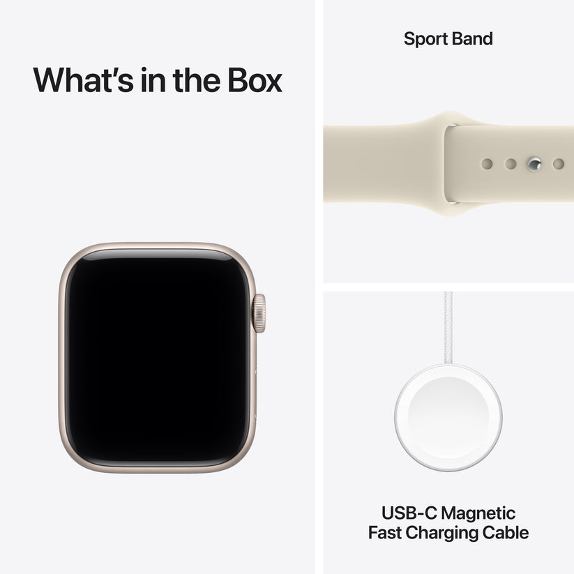 Apple Watch SE 3 GPS + Cellular 44mm Starlight Aluminium Case with Sand Sport Band - S/M - iSTYLE.ro
