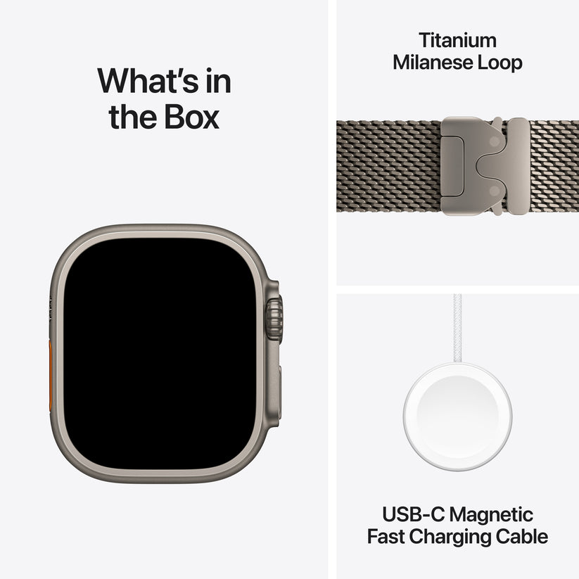 Apple Watch Ultra 4 GPS + Cellular 49mm Natural Titanium Case with Natural Titanium Milanese Loop - S - iSTYLE.ro