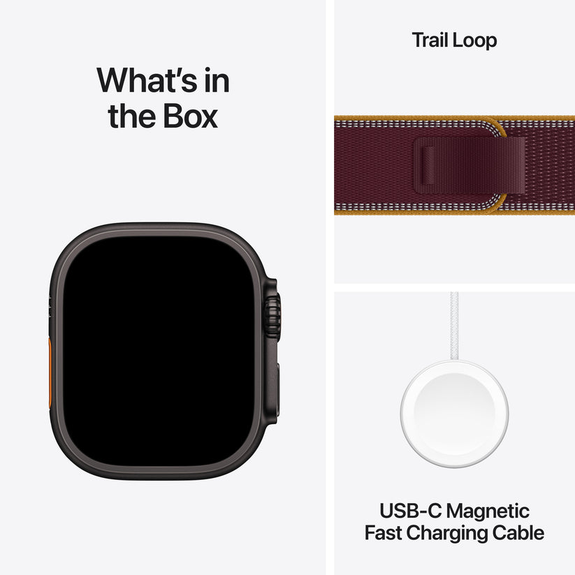 Apple Watch Ultra 4 GPS + Cellular 49mm Black Titanium Case with Burgundy Trail Loop - M/L - iSTYLE.ro
