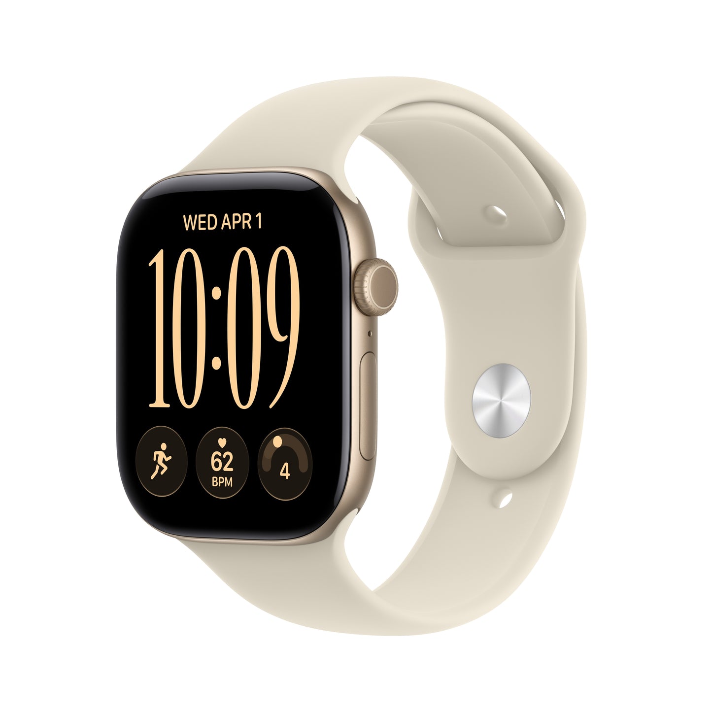 Apple Watch Series 12 GPS + Cellular 46mm Light Gold Aluminium Case with Sand Sport Band - S/M - iSTYLE.ro