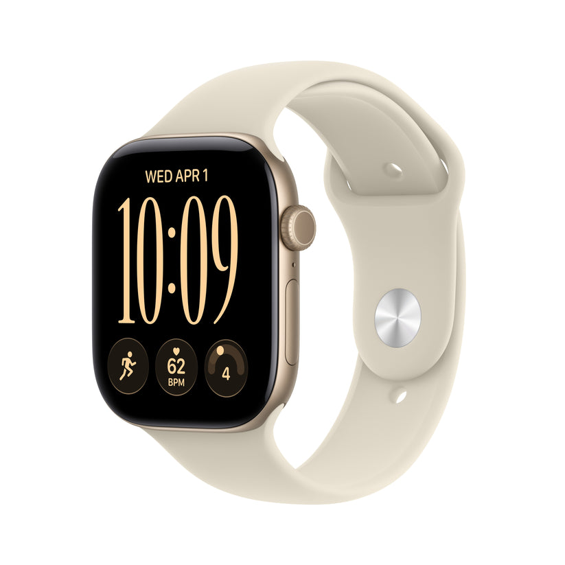 Apple Watch Series 12 GPS + Cellular 46mm Light Gold Aluminium Case with Sand Sport Band - S/M - iSTYLE.ro