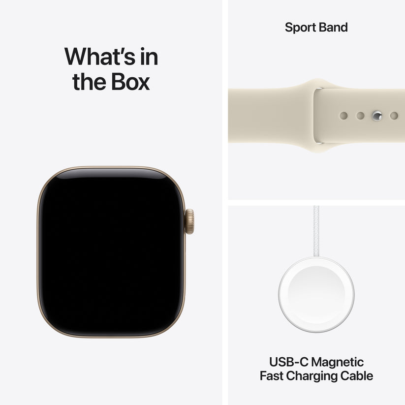 Apple Watch Series 12 GPS + Cellular 46mm Light Gold Aluminium Case with Sand Sport Band - S/M - iSTYLE.ro