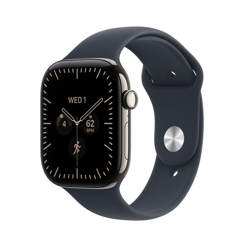 Apple Watch Series 12 GPS + Cellular 46mm Natural Titanium Case with Navy Blue Sport Band - M/L - iSTYLE.ro