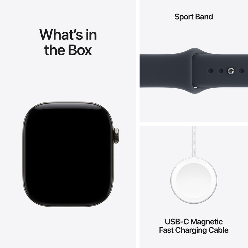 Apple Watch Series 12 GPS + Cellular 46mm Natural Titanium Case with Navy Blue Sport Band - M/L - iSTYLE.ro