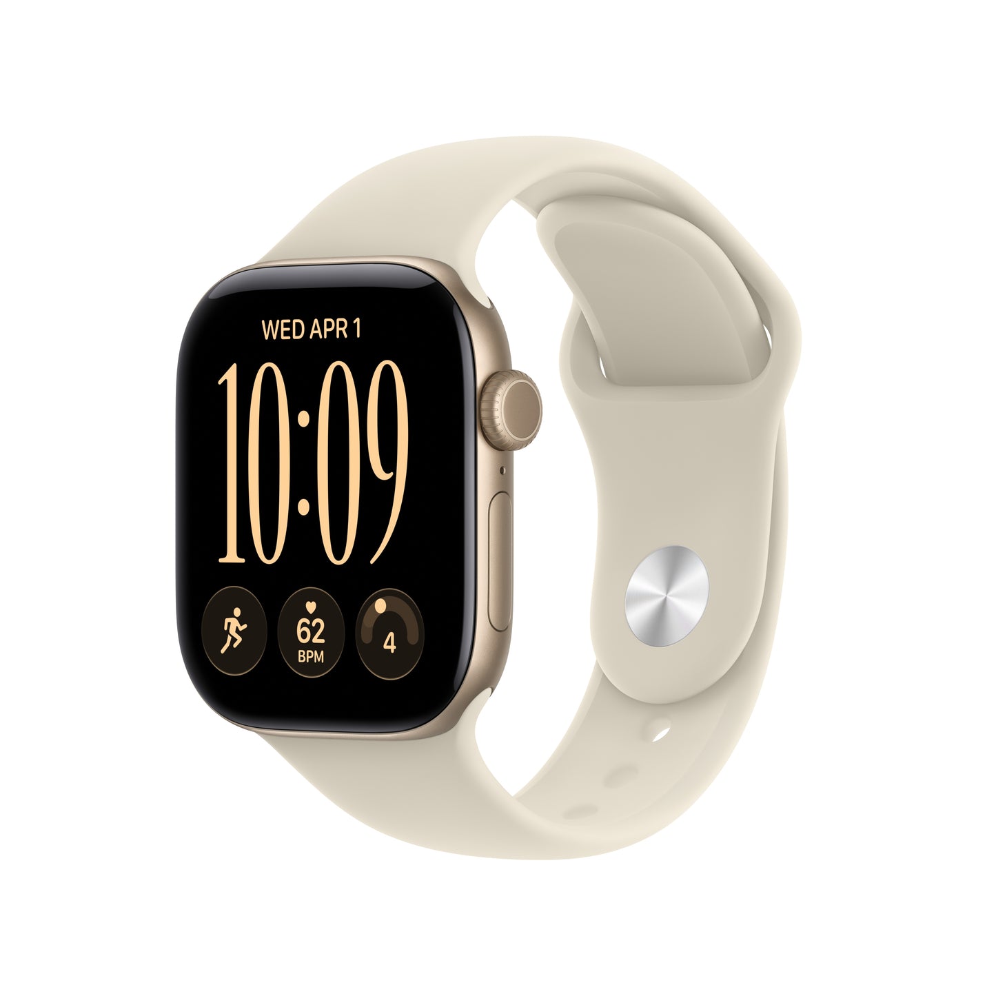 Apple Watch Series 12 GPS 42mm Light Gold Aluminium Case with Sand Sport Band - S/M - iSTYLE.ro