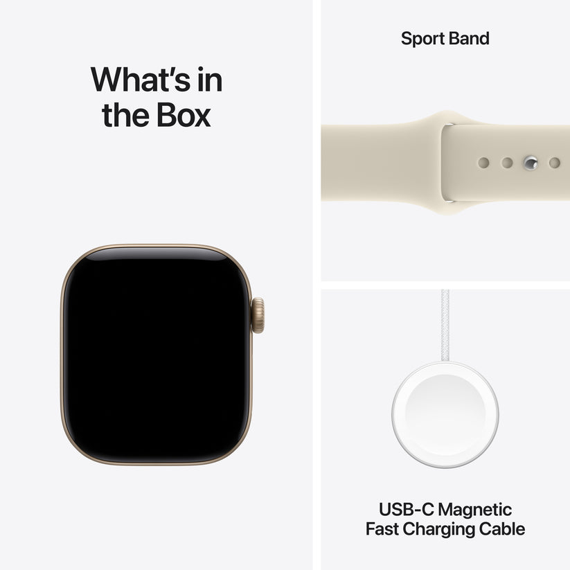 Apple Watch Series 12 GPS 42mm Light Gold Aluminium Case with Sand Sport Band - S/M - iSTYLE.ro