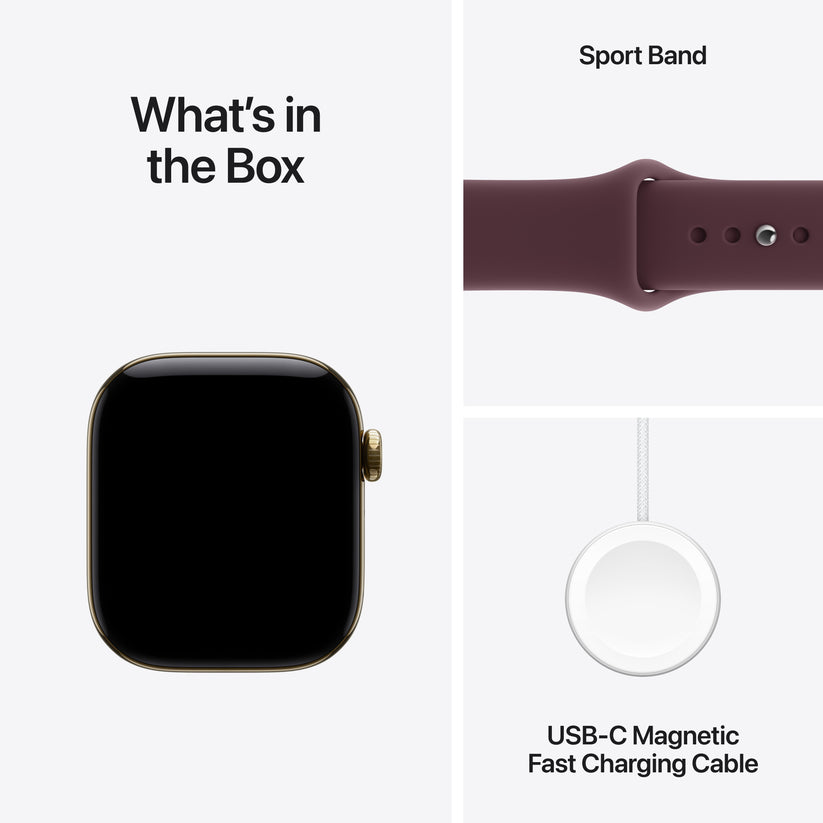 Apple Watch Series 12 GPS + Cellular 42mm Radiant Gold Titanium Case with Burgundy Sport Band - M/L - iSTYLE.ro