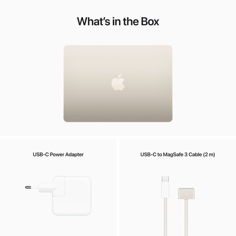 MacBook Air 13", procesor Apple M2, 8 nuclee CPU si 8 nuclee GPU, 16GB, 256GB, Starlight, INT KB - iSTYLE RO