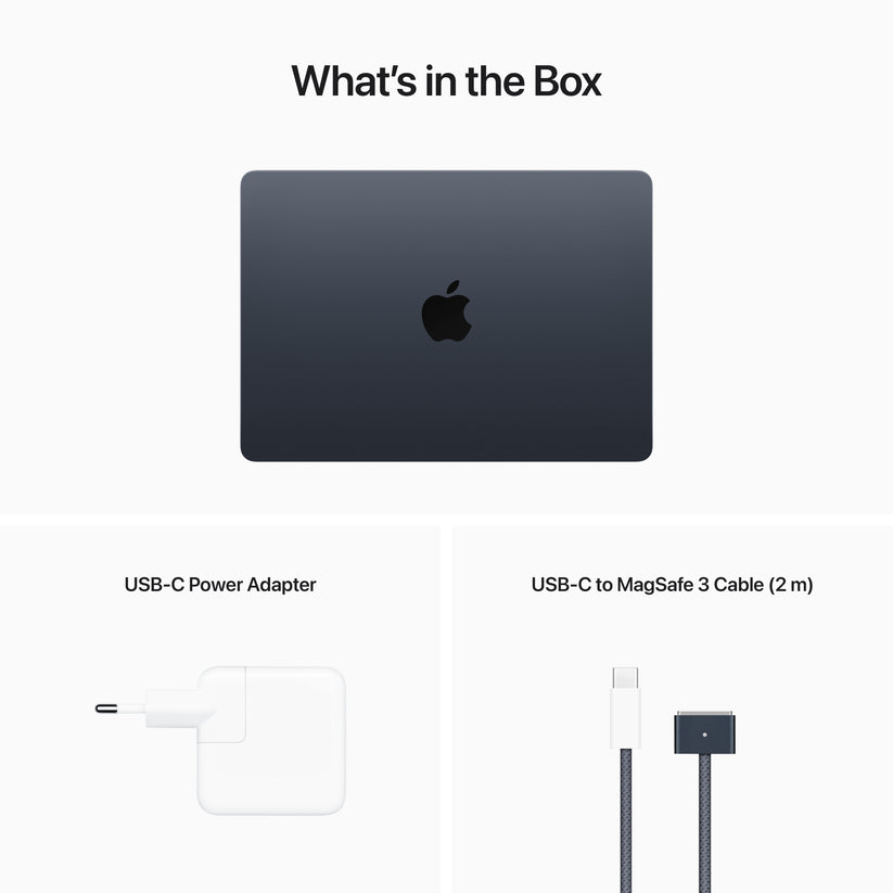 MacBook Air 13", procesor Apple M2, 8 nuclee CPU si 8 nuclee GPU, 16GB, 256GB, Midnight, RO KB - iSTYLE RO