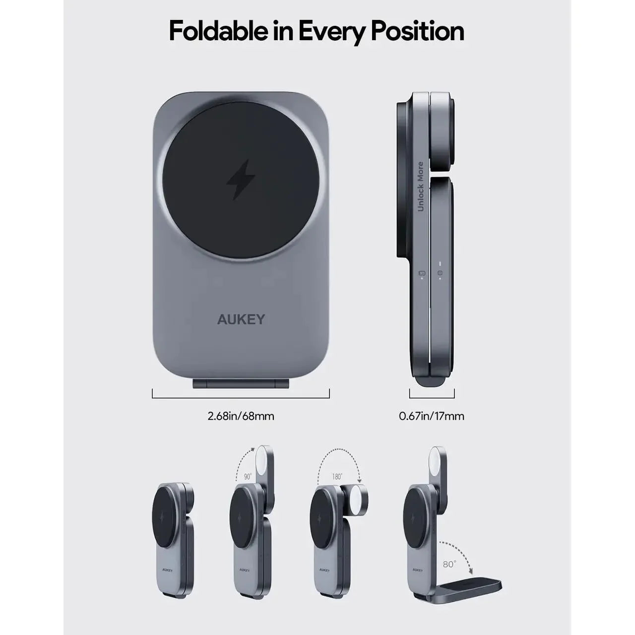 Statie de incarcare AUKEY MagFusion Z Qi2 3-in-1 Foldable Magnetic