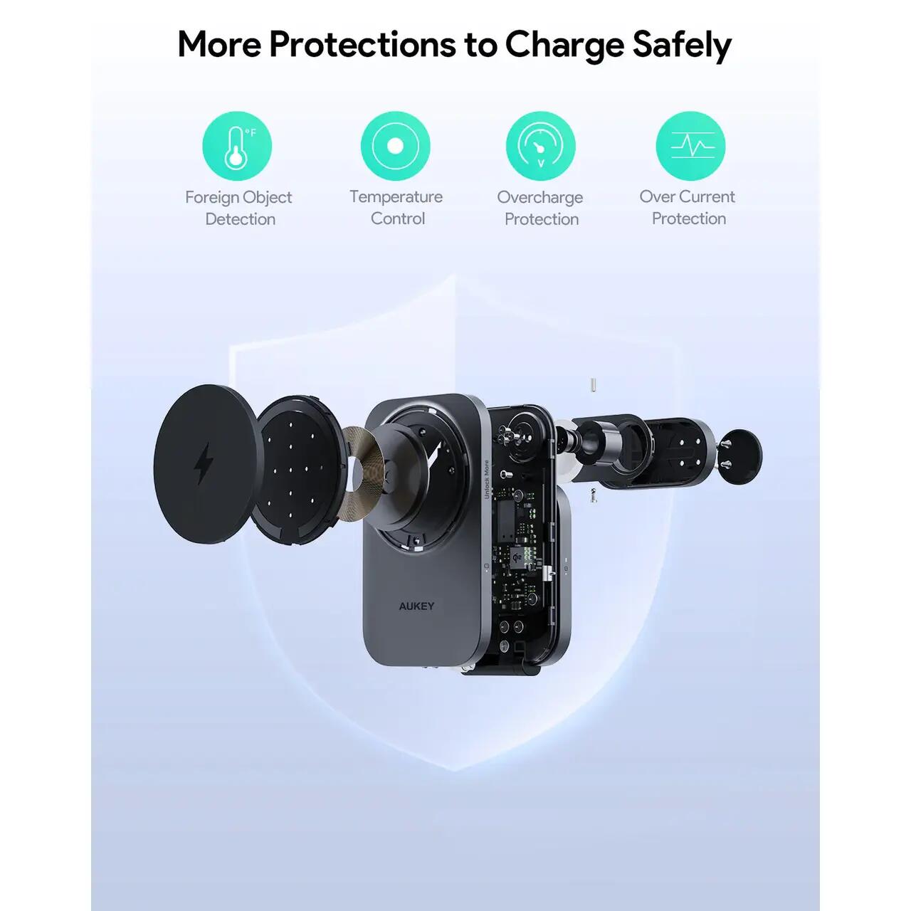 Statie de incarcare AUKEY MagFusion Z Qi2 3-in-1 Foldable Magnetic Fast Wireless Charging Station