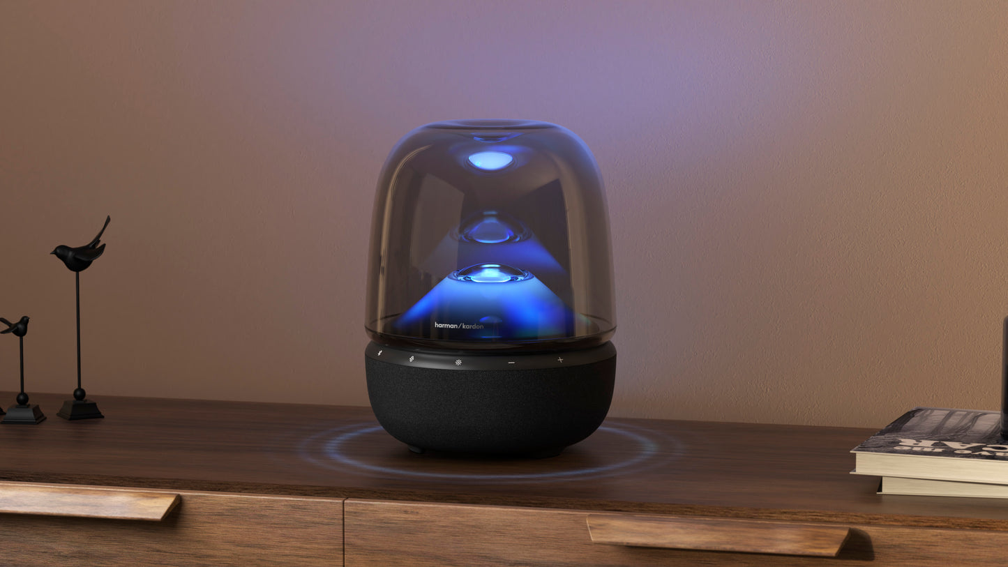 Boxa portabila cu Bluettoth, Harman kardon cu joc de lumini, 160w, alimentare 220V, transparenta