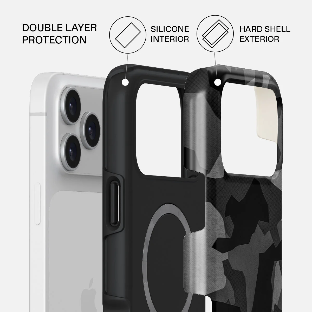 Husa de protectie Burga Night Black Camouflage Tough Magsafe Case pentru iPhone 17 Pro Max
