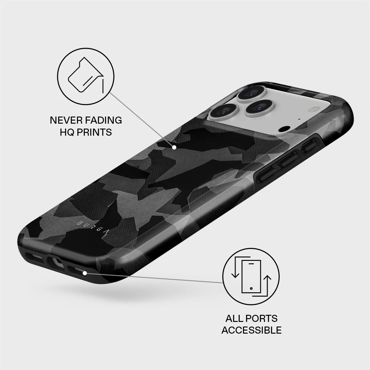 Husa de protectie Burga Night Black Camouflage Tough Magsafe Case pentru iPhone 17 Pro Max