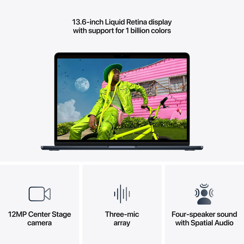 Produs configurabil: MacBook Air 13", procesor Apple M5, 10 nuclee CPU si 10 nuclee GPU, 16GB, 2TB SSD, Midnight, US KB - iSTYLE.ro