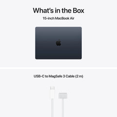 Produs configurabil: MacBook Air 15", procesor Apple M5, 10 nuclee CPU si 10 nuclee GPU, 24GB, 512GB SSD, Midnight, INT KB