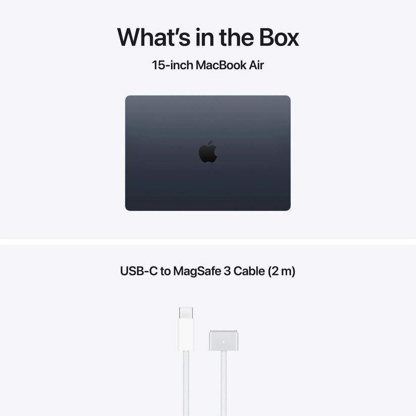 Produs configurabil: MacBook Air 15", procesor Apple M5, 10 nuclee CPU si 10 nuclee GPU, 24GB, 512GB SSD, Midnight, INT KB