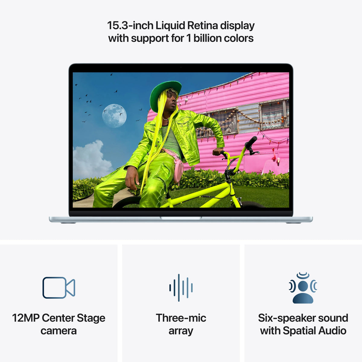 MacBook Air 15", procesor Apple M5, 10 nuclee CPU si 10 nuclee GPU, 24GB, 512GB SSD, Sky Blue, INT KB