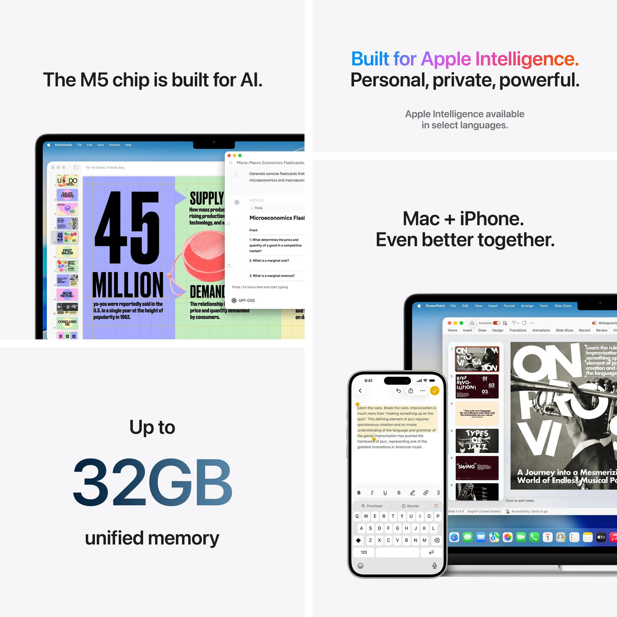 MacBook Air 15", procesor Apple M5, 10 nuclee CPU si 10 nuclee GPU, 24GB, 512GB SSD, Sky Blue, INT KB