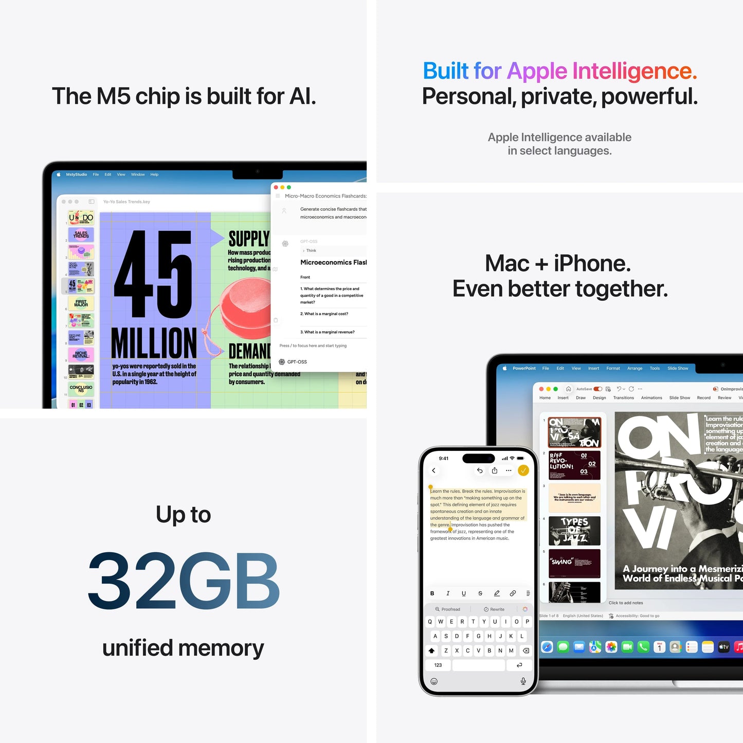 Produs configurabil: MacBook Air 15", procesor Apple M5, 10 nuclee CPU si 10 nuclee GPU, 32GB, 1TB SSD, Sky Blue, INT KB - iSTYLE.ro