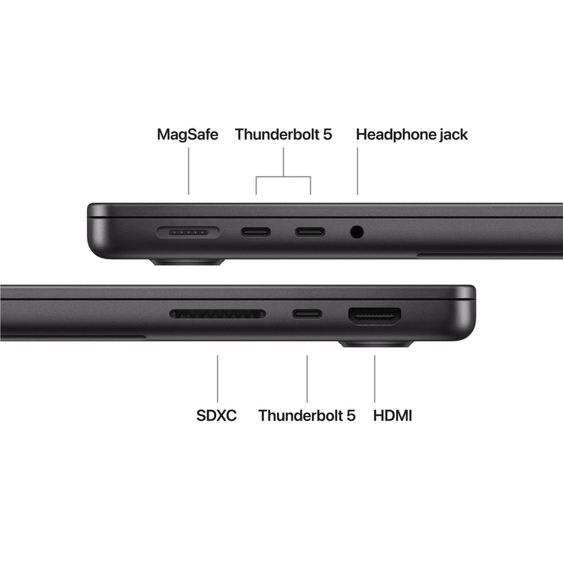 Produs configurabil: MacBook Pro 14", procesor Apple M5 Pro, 15 nuclee CPU si 16 nuclee GPU, 24GB, 1TB SSD, Space Black, Textura nano, US KB