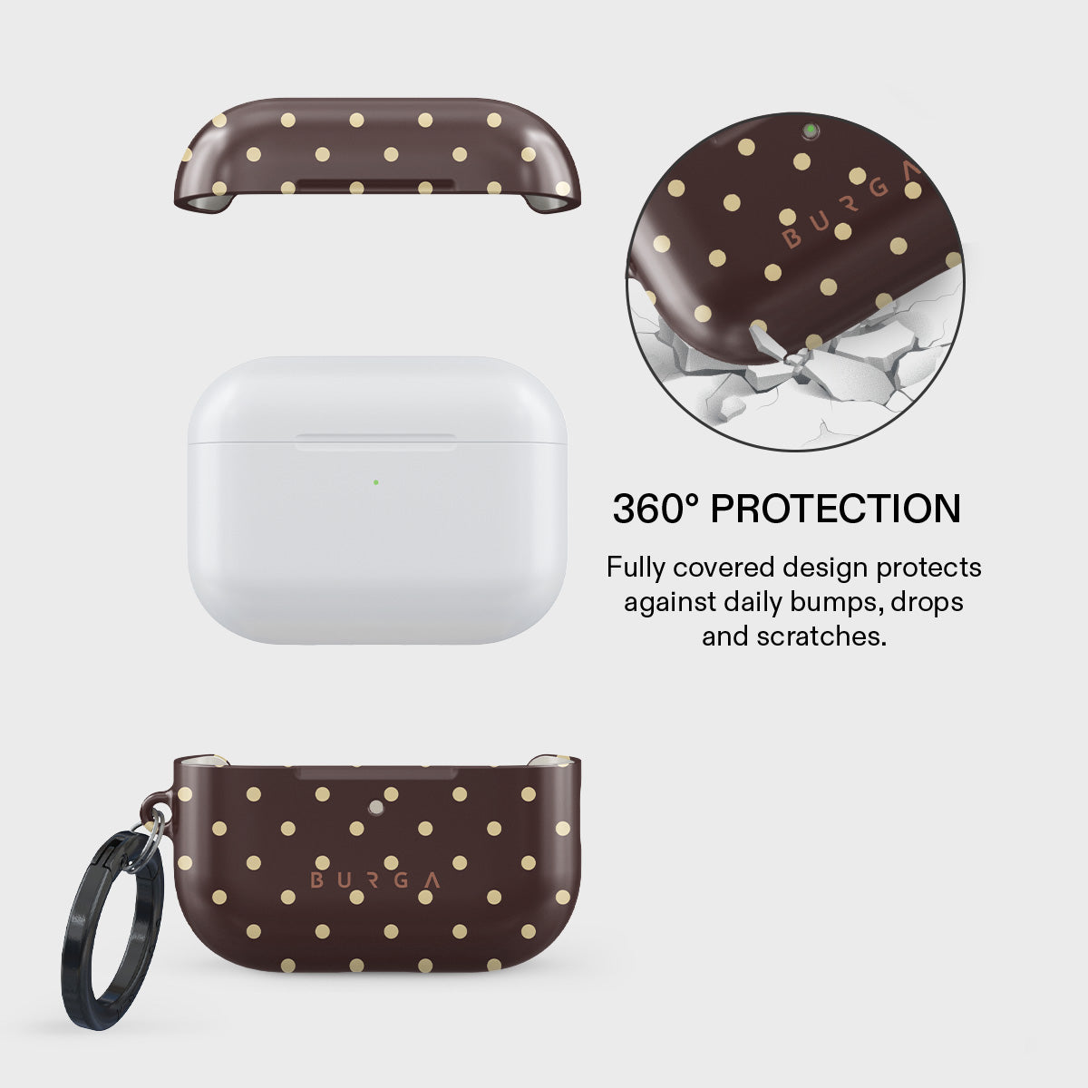 Husa de protectie BURGA pentru AirPods Pro 3, Maro/Galben - iSTYLE.ro