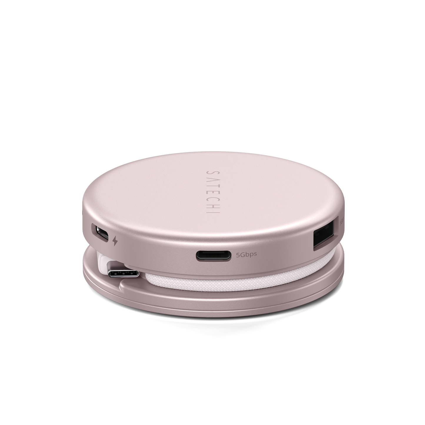 Adaptor Satechi OntheGo 5-in-1 Multiport (1x HDMI 4K 60Hz, 1x USB-C up to 5 Gbps, 1x USB-A 3.0 up to 5 Gbps, 1xUSB-C PD60W, 1x SD card reader), Blush