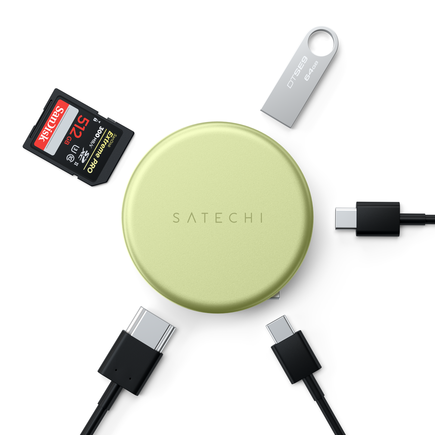 Adaptor Satechi OntheGo 5-in-1 Multiport (1x HDMI 4K 60Hz, 1x USB-C up to 5 Gbps, 1x USB-A 3.0 up to 5 Gbps, 1xUSB-C PD60W, 1x SD card reader), Citrus