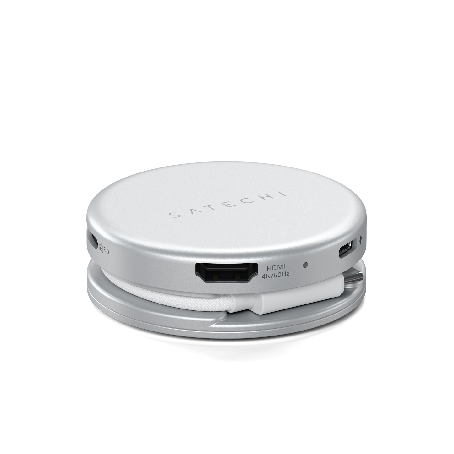 Adaptor Satechi OntheGo 5-in-1 Multiport (1x HDMI 4K 60Hz, 1x USB-C up to 5 Gbps, 1x USB-A 3.0 up to 5 Gbps, 1xUSB-C PD60W, 1x SD card reader), Silver