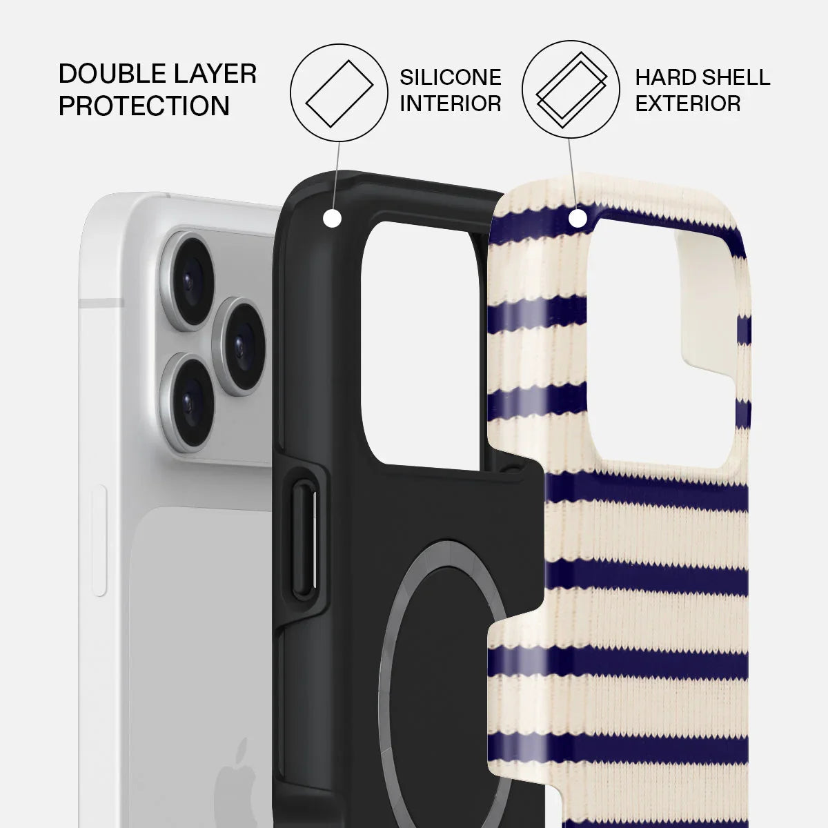Husa de protectie BURGA pentru iPhone 17 Pro Max, Dungi, Bej