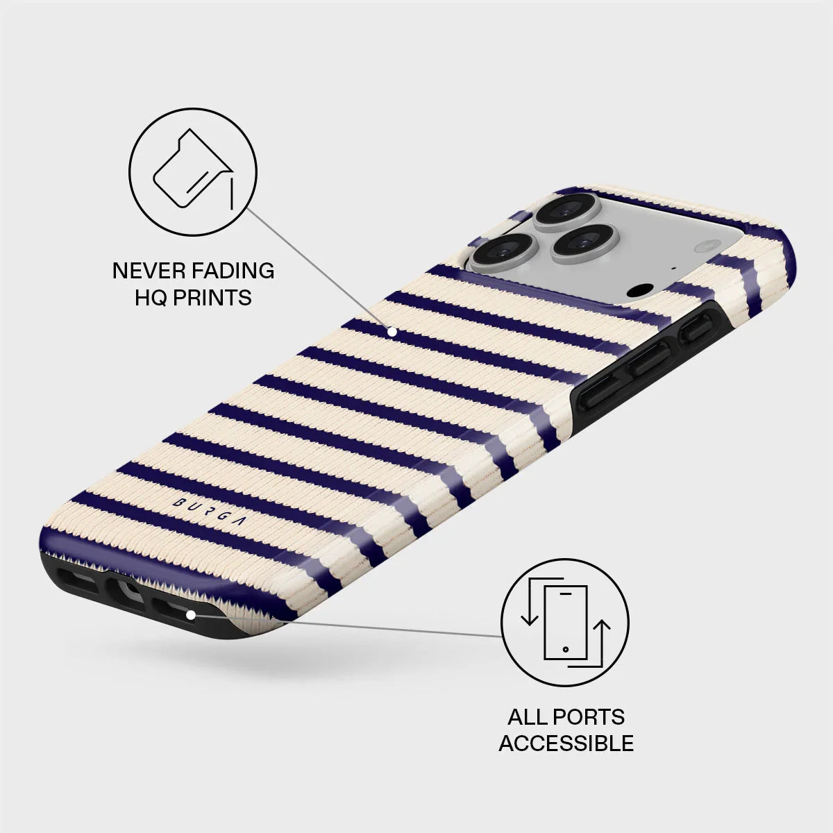 Husa de protectie BURGA pentru iPhone 17 Pro Max, Dungi, Bej