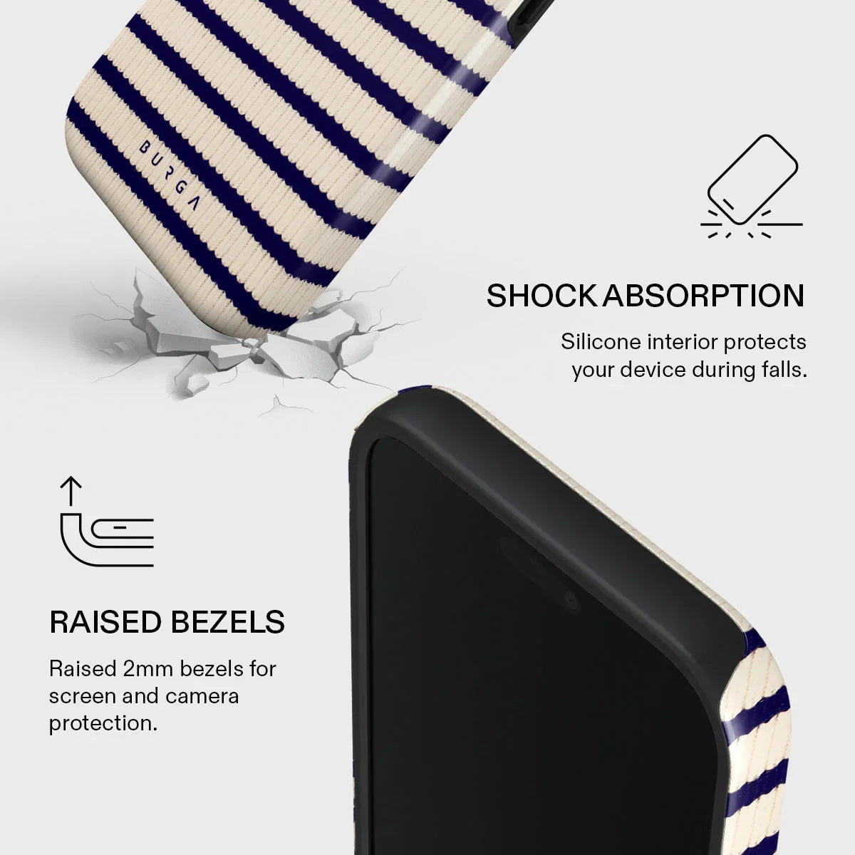 Husa de protectie BURGA pentru iPhone 17 Pro Max, Dungi, Bej