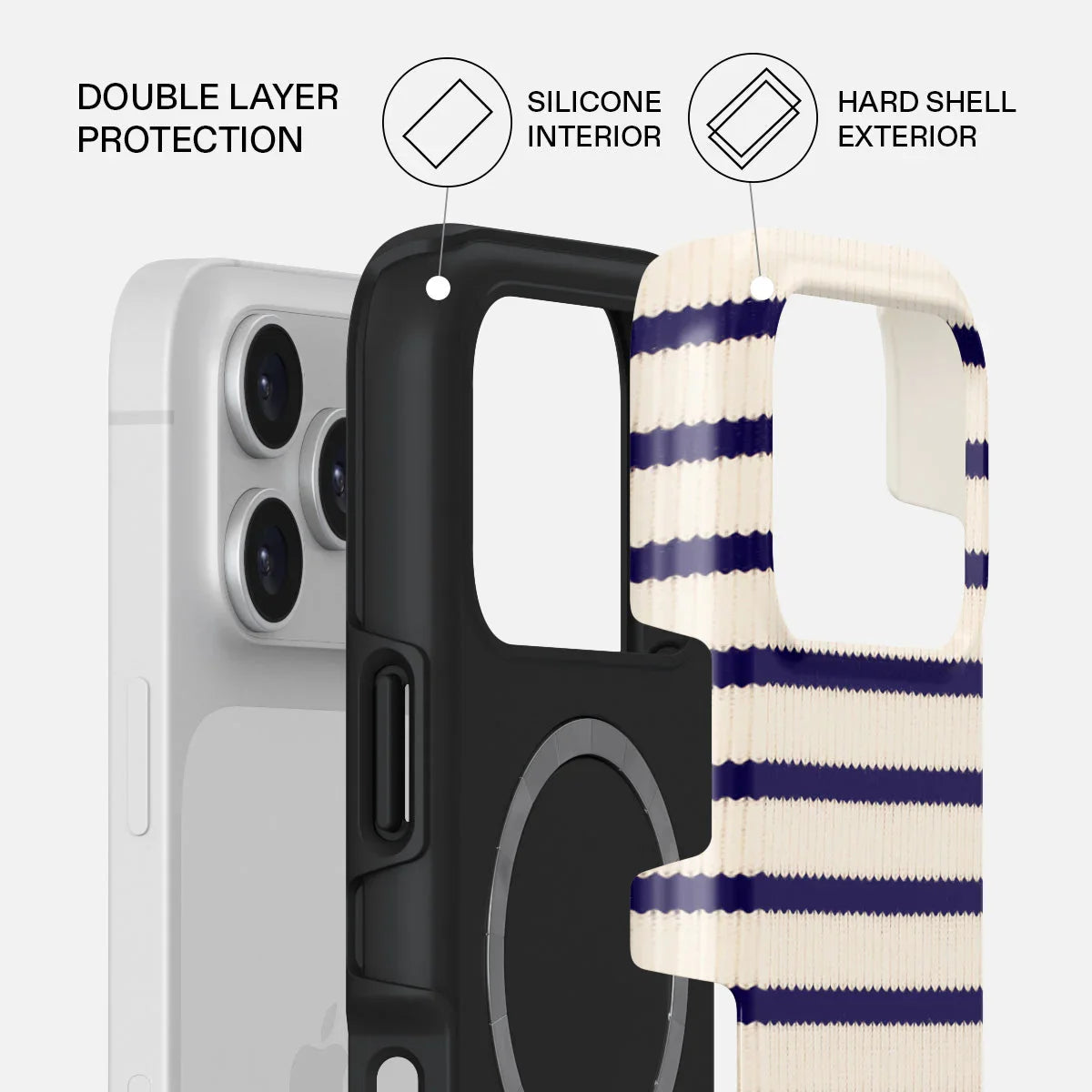 Husa de protectie BURGA pentru iPhone 17 Pro, Dungi, Bej