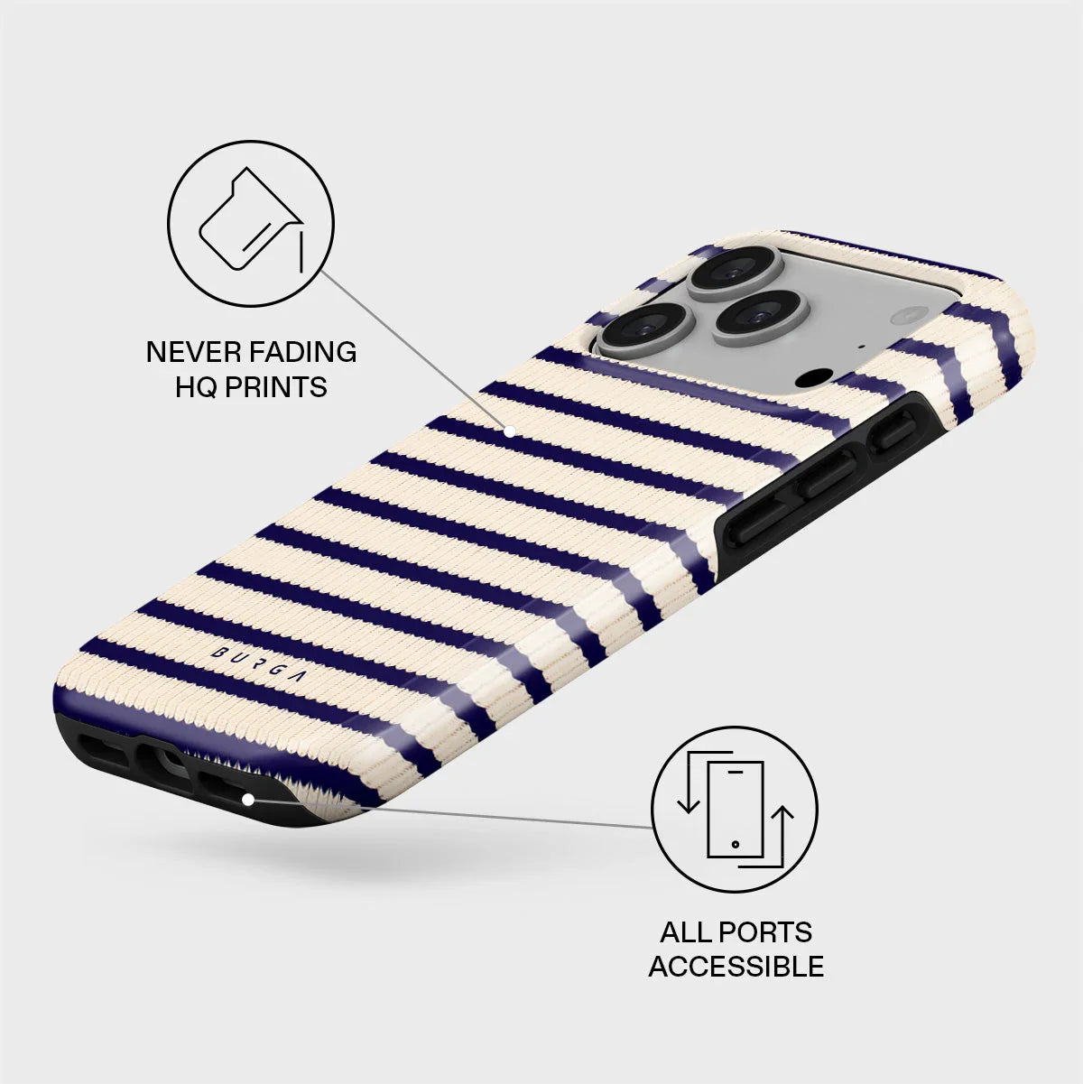 Husa de protectie BURGA pentru iPhone 17 Pro, Dungi, Bej